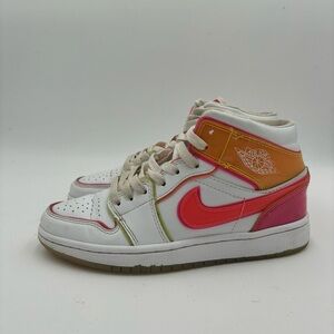 Nike Air Jordan 1 Women’s 7 Mid Edge Glow White Leather Sneakers
